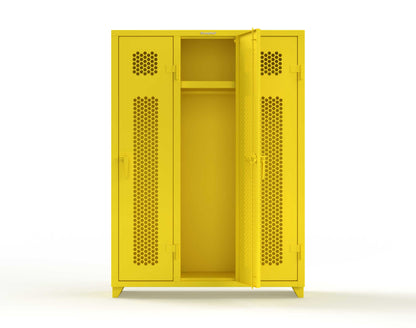 Extra Heavy Duty 14 GA Ventilated Single-Tier Locker with Shelf and Hanger Rod, 3 Compartments - 54 in. W x 18 in. D x 75 in. H - 4.66-3H-18-1T-L-1021