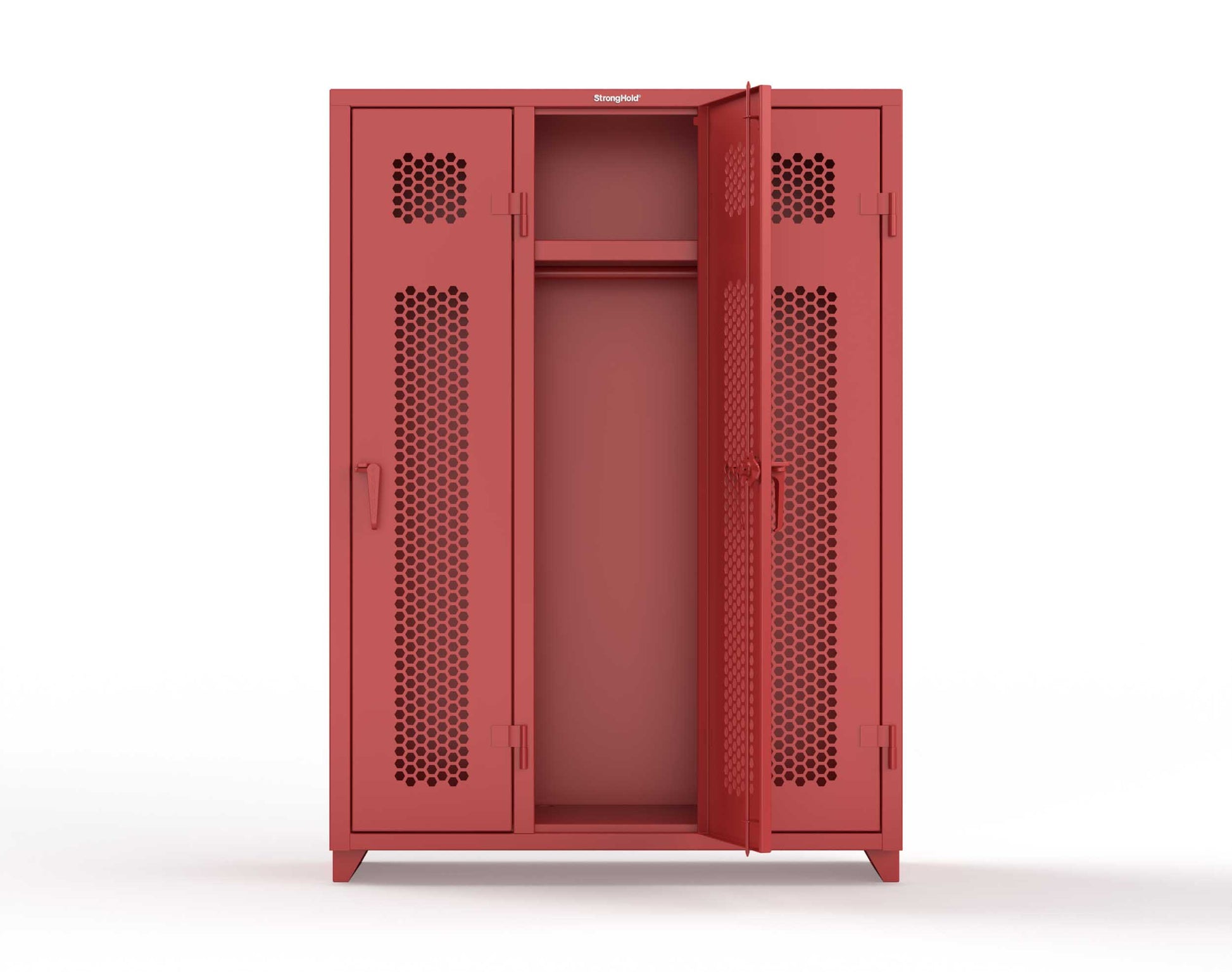 Extra Heavy Duty 14 GA Ventilated Single-Tier Locker with Shelf and Hanger Rod, 3 Compartments - 54 in. W x 18 in. D x 75 in. H - 4.66-3H-18-1T-L-3001