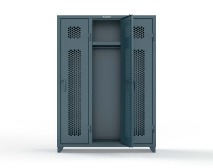 Extra Heavy Duty 14 GA Ventilated Single-Tier Locker with Shelf and Hanger Rod, 3 Compartments - 54 in. W x 18 in. D x 75 in. H - 4.66-3H-18-1T-L-5001