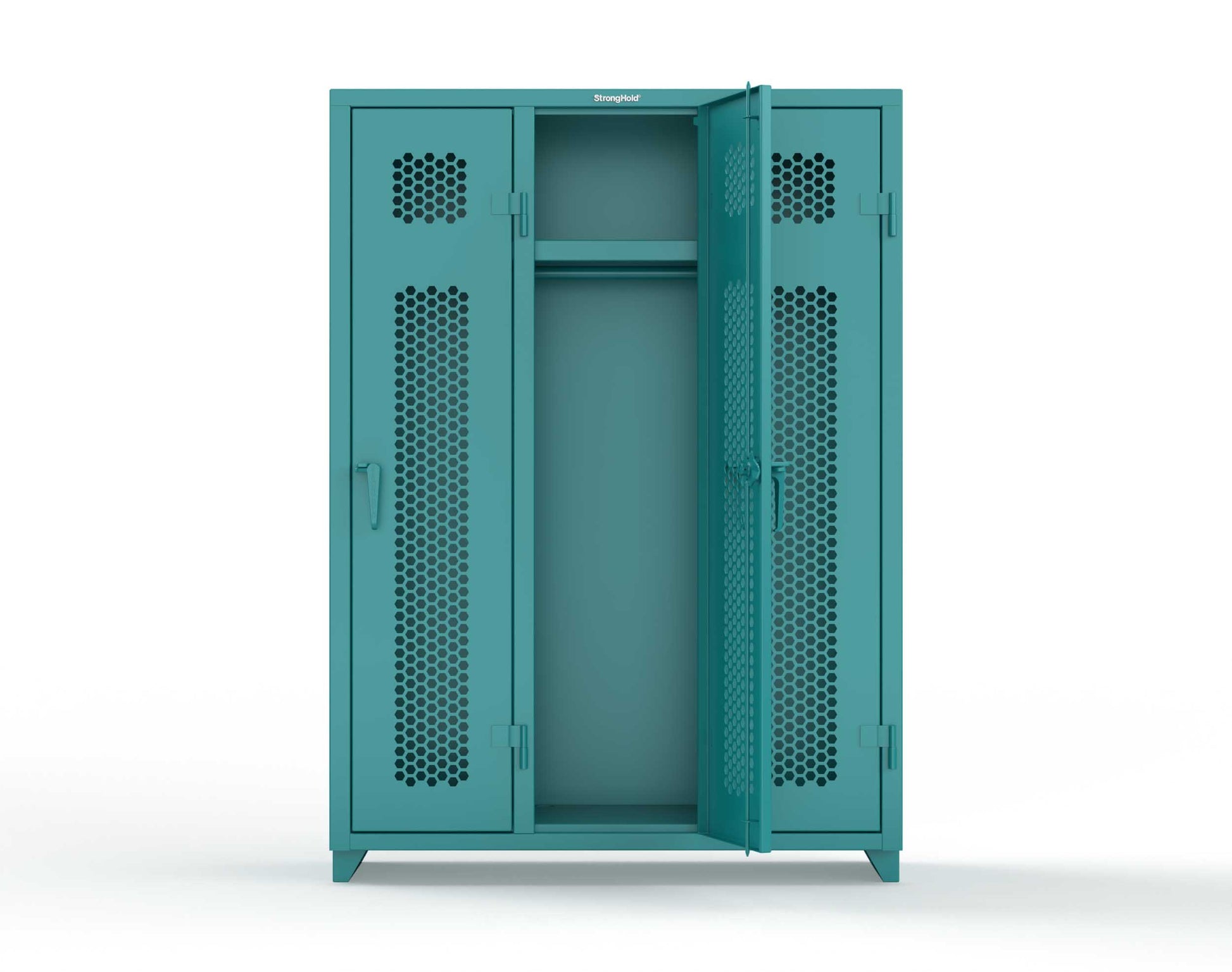 Extra Heavy Duty 14 GA Ventilated Single-Tier Locker with Shelf and Hanger Rod, 3 Compartments - 54 in. W x 18 in. D x 75 in. H - 4.66-3H-18-1T-L-5021