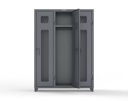 Extra Heavy Duty 14 GA Ventilated Single-Tier Locker with Shelf and Hanger Rod, 3 Compartments - 54 in. W x 18 in. D x 75 in. H - 4.66-3H-18-1T-L-7024