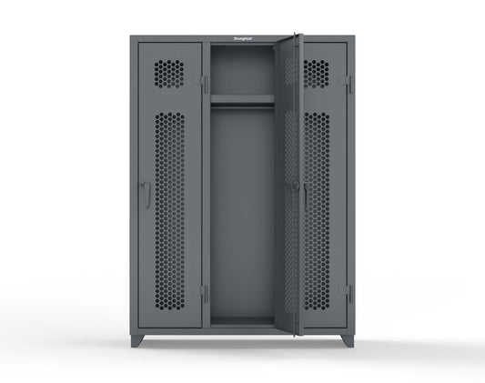 Extra Heavy Duty 14 GA Ventilated Single-Tier Locker with Shelf and Hanger Rod, 3 Compartments - 54 in. W x 18 in. D x 75 in. H - 4.66-3H-18-1T-L-7024