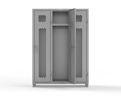 Extra Heavy Duty 14 GA Ventilated Single-Tier Locker with Shelf and Hanger Rod, 3 Compartments - 54 in. W x 18 in. D x 75 in. H - 4.66-3H-18-1T-L-7037
