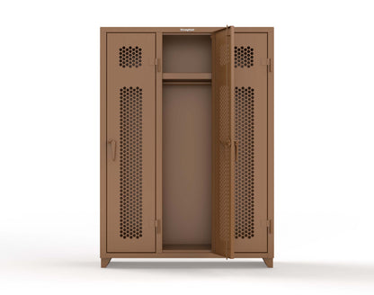 Extra Heavy Duty 14 GA Ventilated Single-Tier Locker with Shelf and Hanger Rod, 3 Compartments - 54 in. W x 18 in. D x 75 in. H - 4.66-3H-18-1T-L-8008