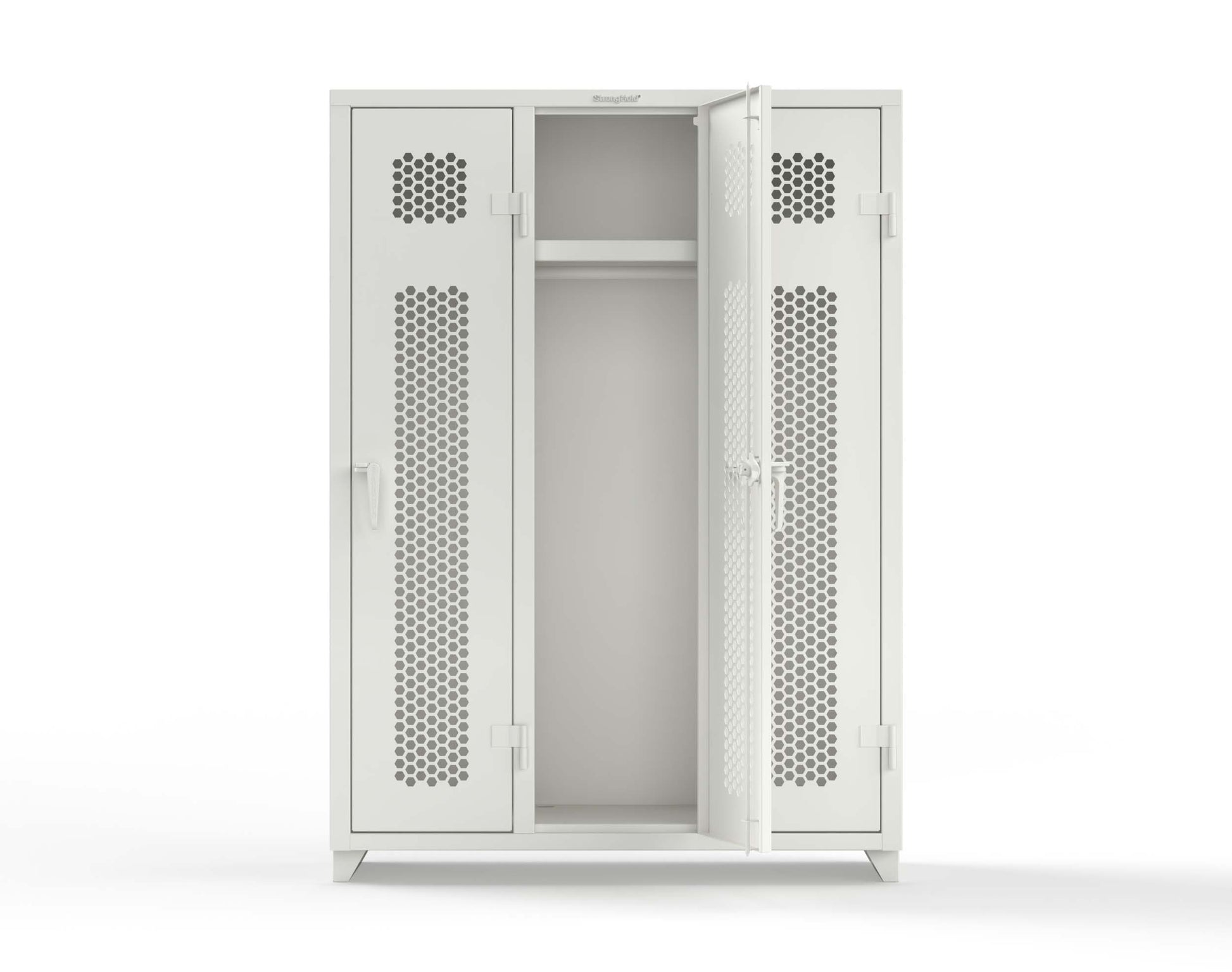 Extra Heavy Duty 14 GA Ventilated Single-Tier Locker with Shelf and Hanger Rod, 3 Compartments - 54 in. W x 18 in. D x 75 in. H - 4.66-3H-18-1T-L-9003