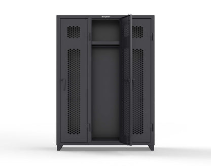 Extra Heavy Duty 14 GA Ventilated Single-Tier Locker with Shelf and Hanger Rod, 3 Compartments - 54 in. W x 18 in. D x 75 in. H - 4.66-3H-18-1T-L-9005