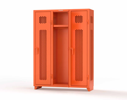 Extra Heavy Duty 14 GA Ventilated Single-Tier Locker with Shelf and Hanger Rod, 3 Compartments - 54 in. W x 18 in. D x 75 in. H - 4.66-3H-18-1T-L-2009