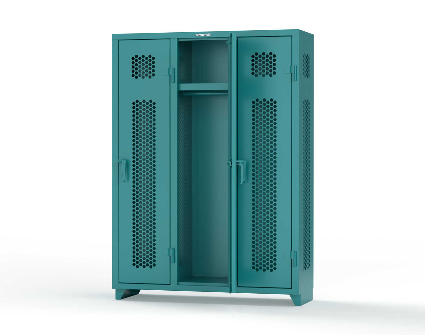 Extra Heavy Duty 14 GA Ventilated Single-Tier Locker with Shelf and Hanger Rod, 3 Compartments - 54 in. W x 18 in. D x 75 in. H - 4.66-3H-18-1T-L-5021