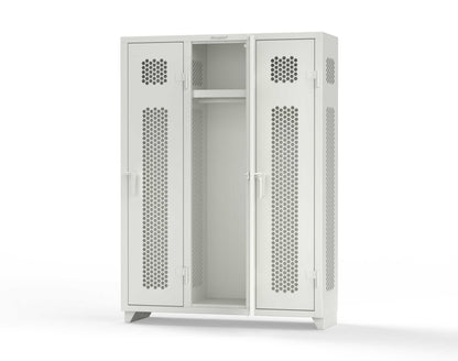 Extra Heavy Duty 14 GA Ventilated Single-Tier Locker with Shelf and Hanger Rod, 3 Compartments - 54 in. W x 18 in. D x 75 in. H - 4.66-3H-18-1T-L-9003