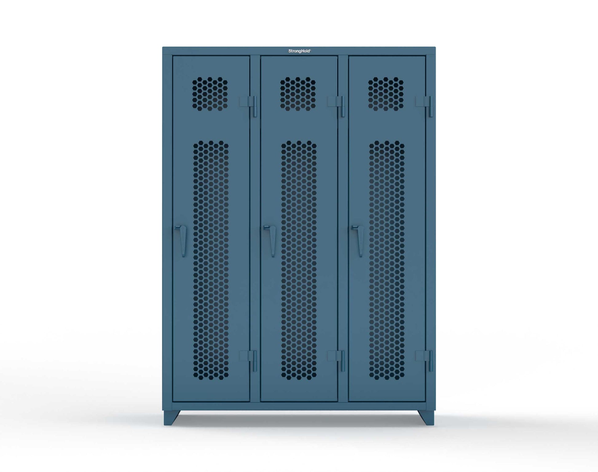 Extra Heavy Duty 14 GA Ventilated Single-Tier Locker with Shelf and Hanger Rod, 3 Compartments - 54 in. W x 18 in. D x 75 in. H - 4.66-3H-18-1T-L-5001