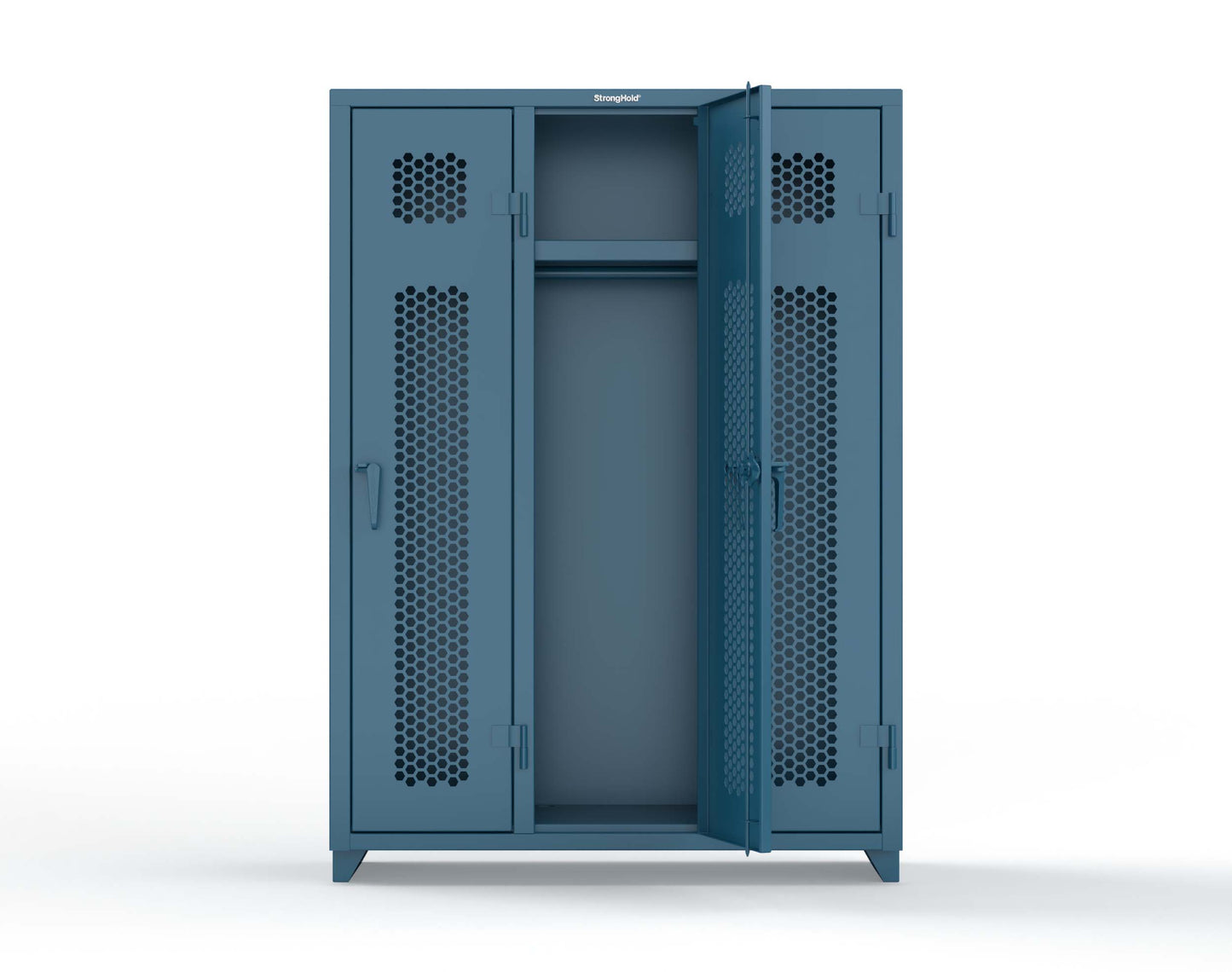 Extra Heavy Duty 14 GA Ventilated Single-Tier Locker with Shelf and Hanger Rod, 3 Compartments - 54 in. W x 18 in. D x 75 in. H - 4.66-3H-18-1T-L-5001