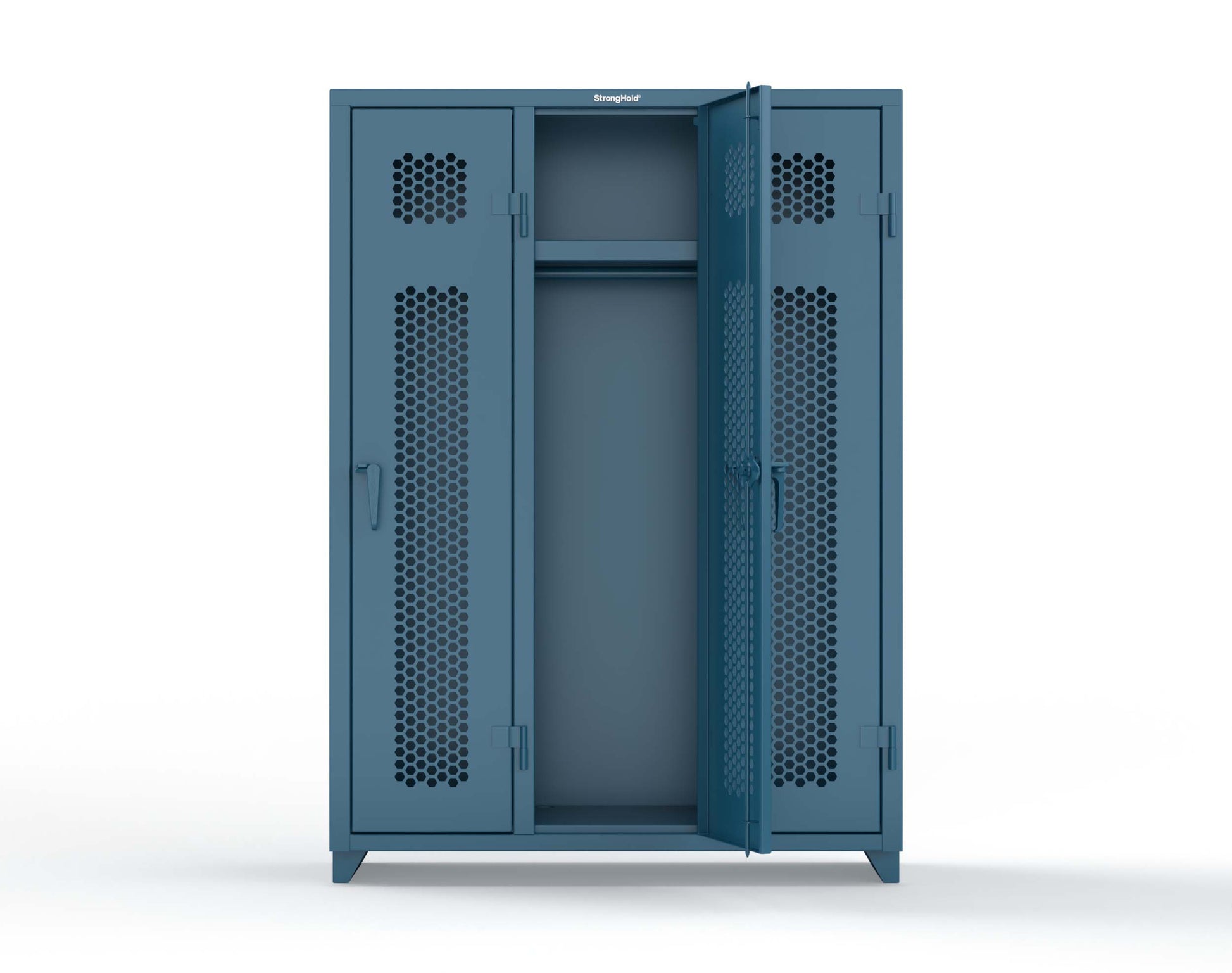 Extra Heavy Duty 14 GA Ventilated Single-Tier Locker with Shelf and Hanger Rod, 3 Compartments - 54 in. W x 18 in. D x 75 in. H - 4.66-3H-18-1T-L-5001
