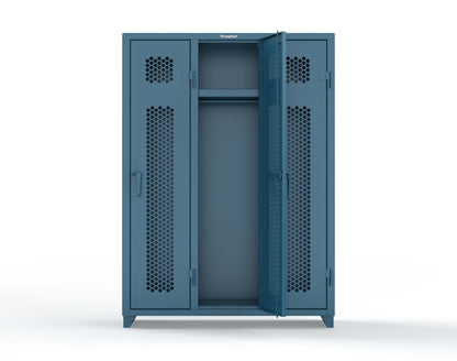 Extra Heavy Duty 14 GA Ventilated Single-Tier Locker with Shelf and Hanger Rod, 3 Compartments - 54 in. W x 18 in. D x 75 in. H - 4.66-3H-18-1T-L-5001