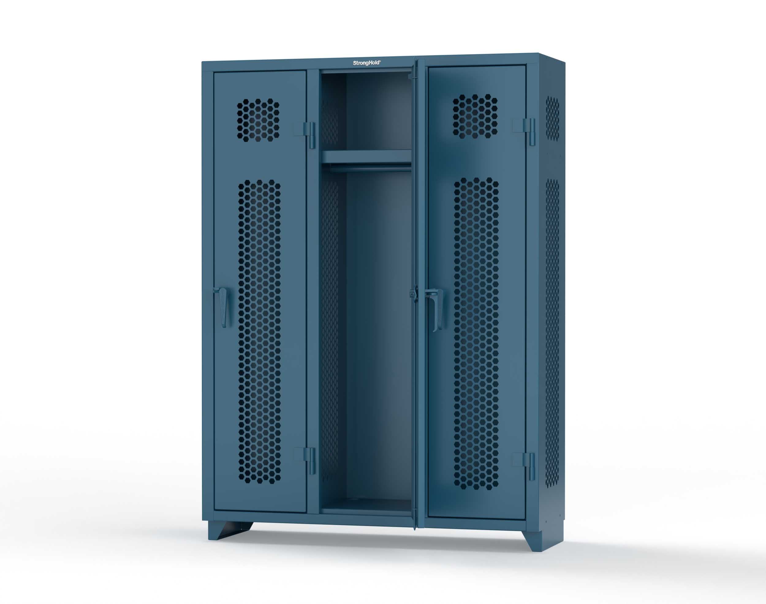 14 GA Ventilated Single-Tier 3 Compartment Locker; Shelf & Hanger