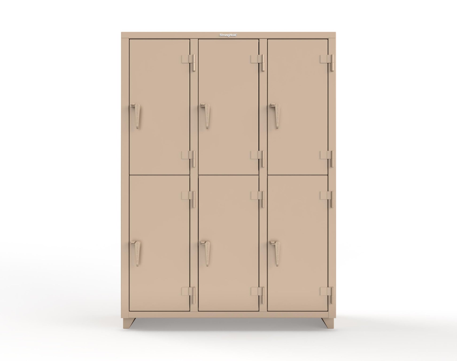 Extra Heavy Duty 14 GA Double-Tier Locker, 6 Compartments - 54 in. W x 18 in. D x 75 in. H - 4.66-6D-18-2T-L-1019