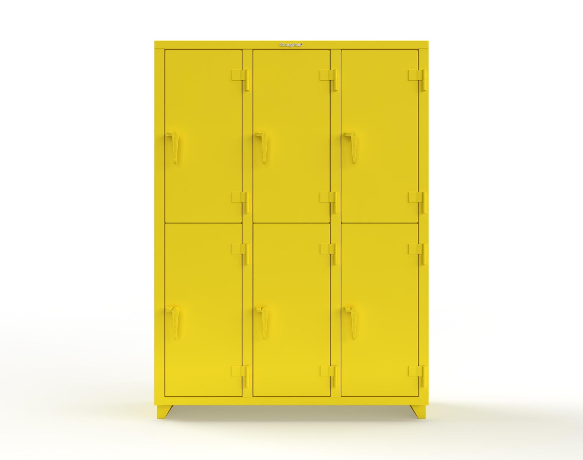 Extra Heavy Duty 14 GA Double-Tier Locker, 6 Compartments - 54 in. W x 18 in. D x 75 in. H - 4.66-6D-18-2T-L-1021