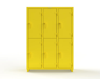 Extra Heavy Duty 14 GA Double-Tier Locker, 6 Compartments - 54 in. W x 18 in. D x 75 in. H - 4.66-6D-18-2T-L-1021