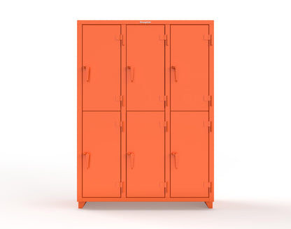 Extra Heavy Duty 14 GA Double-Tier Locker, 6 Compartments - 54 in. W x 18 in. D x 75 in. H - 4.66-6D-18-2T-L-2009