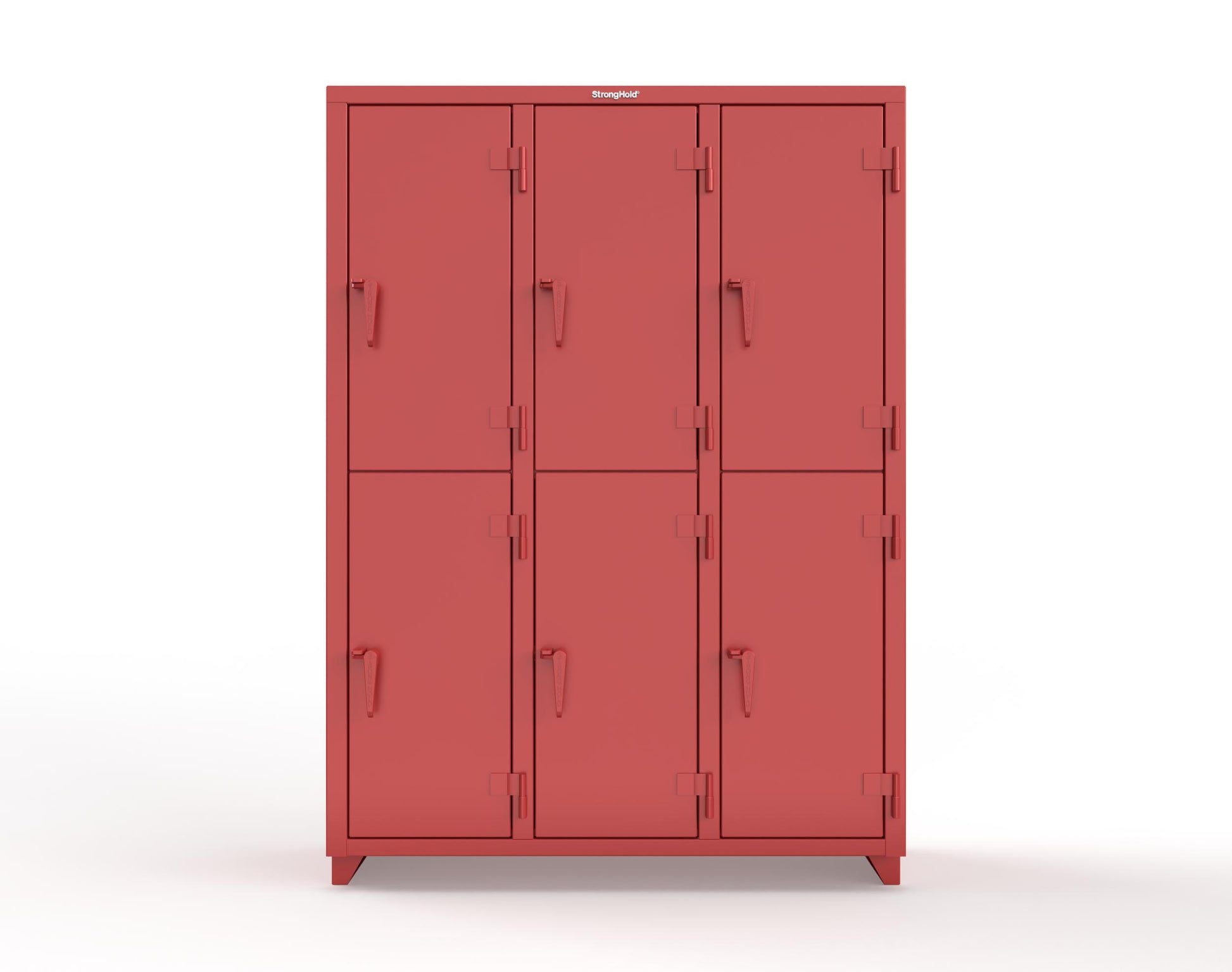 Extra Heavy Duty 14 GA Double-Tier Locker, 6 Compartments - 54 in. W x 18 in. D x 75 in. H - 4.66-6D-18-2T-L-3001