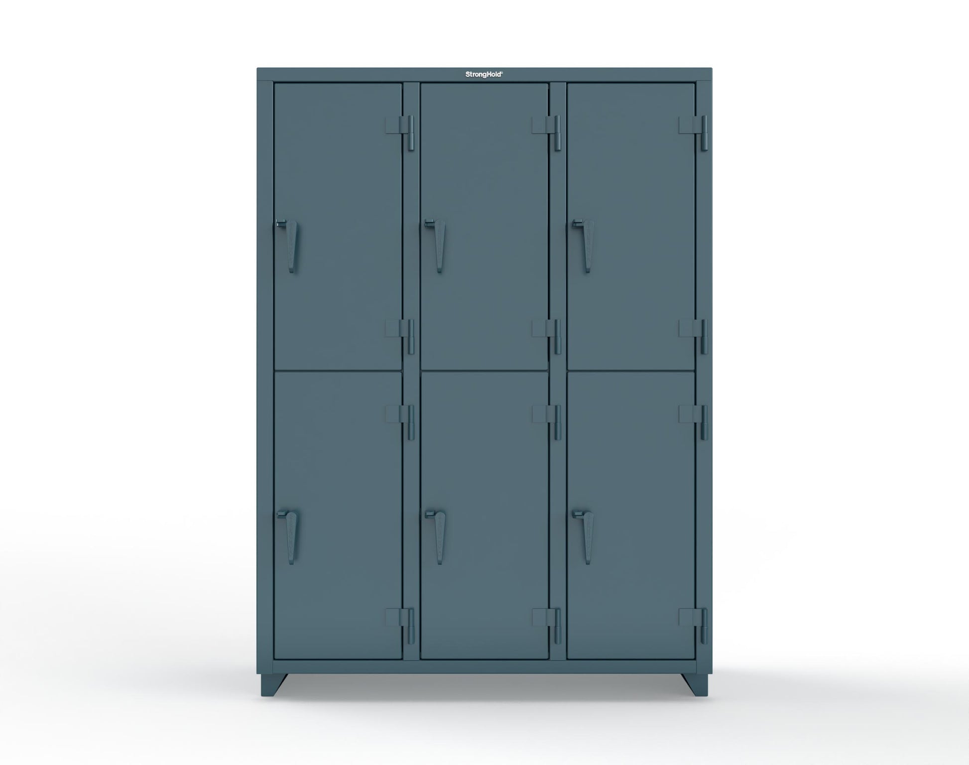 Extra Heavy Duty 14 GA Double-Tier Locker, 6 Compartments - 54 in. W x 18 in. D x 75 in. H - 4.66-6D-18-2T-L-5001