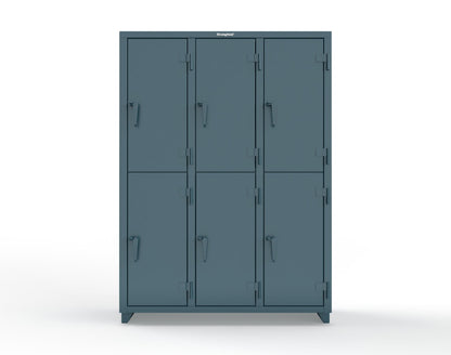 Extra Heavy Duty 14 GA Double-Tier Locker, 6 Compartments - 54 in. W x 18 in. D x 75 in. H - 4.66-6D-18-2T-L-5001