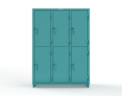 Extra Heavy Duty 14 GA Double-Tier Locker, 6 Compartments - 54 in. W x 18 in. D x 75 in. H - 4.66-6D-18-2T-L-5021