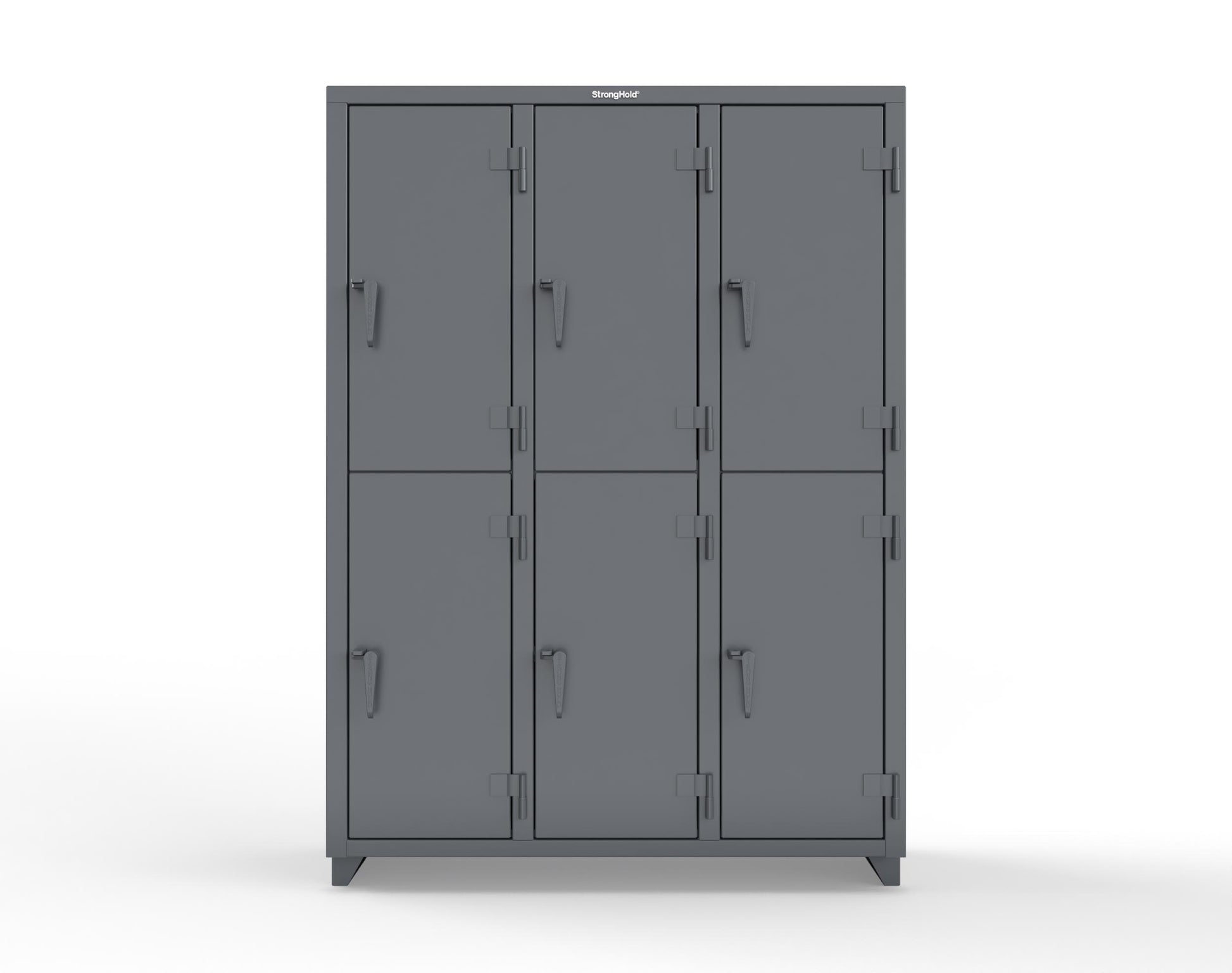 Extra Heavy Duty 14 GA Double-Tier Locker, 6 Compartments - 54 in. W x 18 in. D x 75 in. H - 4.66-6D-18-2T-L-7024