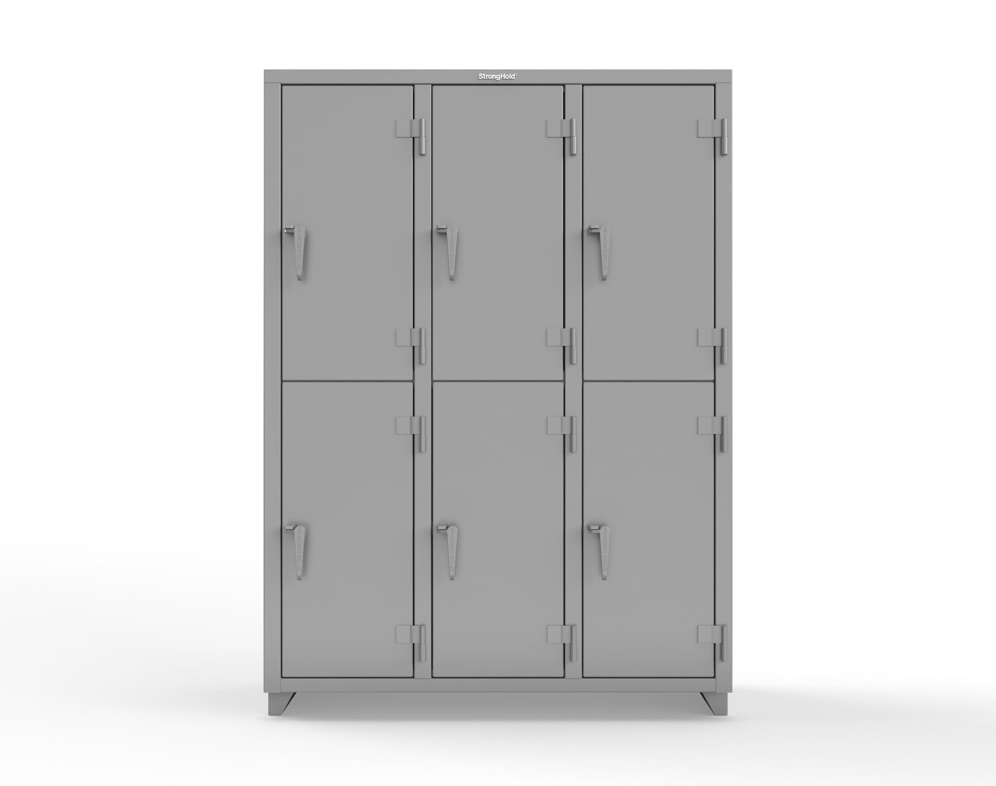 Extra Heavy Duty 14 GA Double-Tier Locker, 6 Compartments - 54 in. W x 18 in. D x 75 in. H - 4.66-6D-18-2T-L-7037