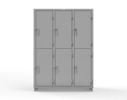 Extra Heavy Duty 14 GA Double-Tier Locker, 6 Compartments - 54 in. W x 18 in. D x 75 in. H - 4.66-6D-18-2T-L-7037