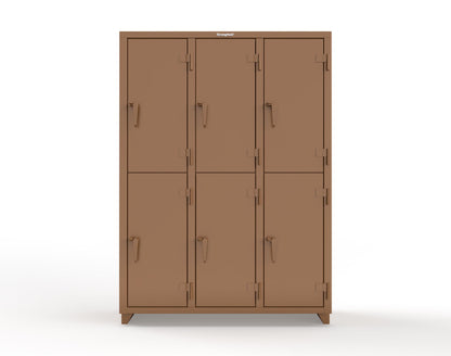 Extra Heavy Duty 14 GA Double-Tier Locker, 6 Compartments - 54 in. W x 18 in. D x 75 in. H - 4.66-6D-18-2T-L-8008