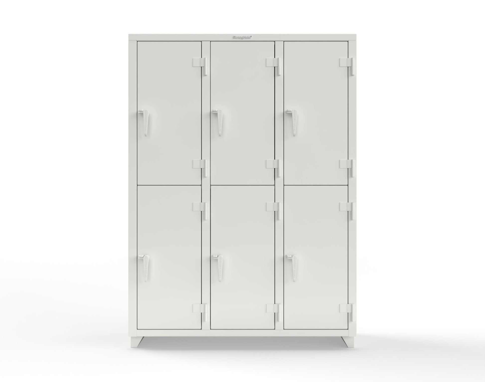 Extra Heavy Duty 14 GA Double-Tier Locker, 6 Compartments - 54 in. W x 18 in. D x 75 in. H - 4.66-6D-18-2T-L-9003