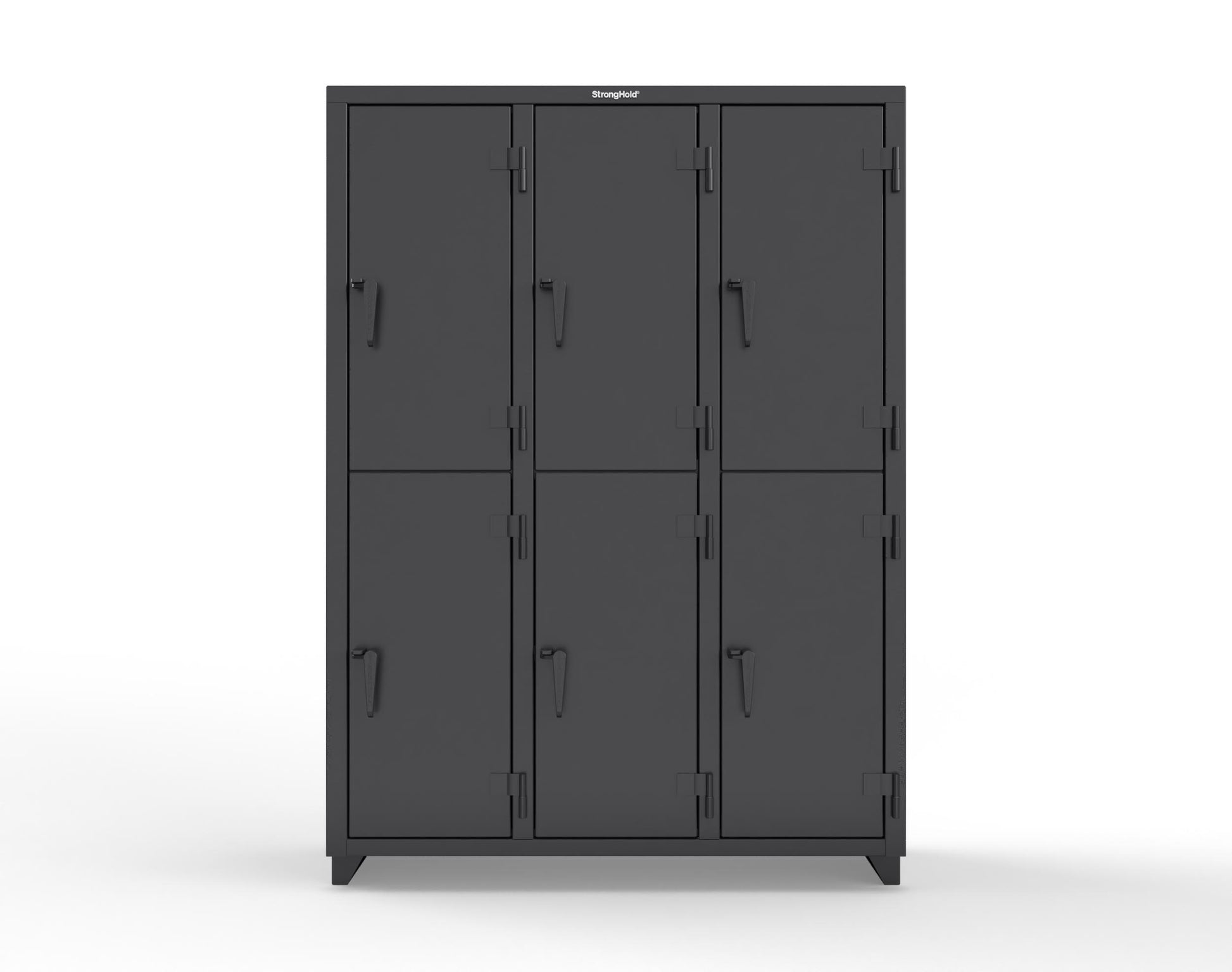 Extra Heavy Duty 14 GA Double-Tier Locker, 6 Compartments - 54 in. W x 18 in. D x 75 in. H - 4.66-6D-18-2T-L-9005