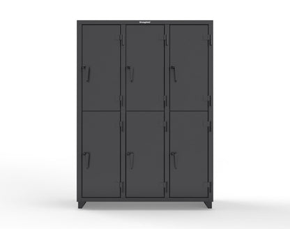 Extra Heavy Duty 14 GA Double-Tier Locker, 6 Compartments - 54 in. W x 18 in. D x 75 in. H - 4.66-6D-18-2T-L-9005