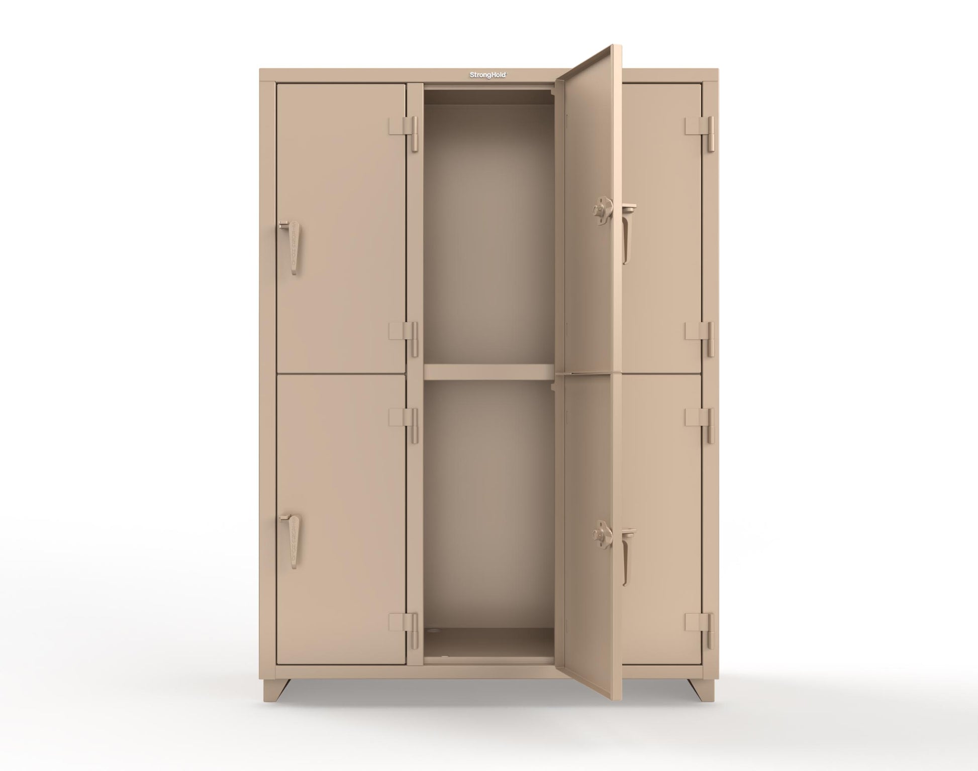Extra Heavy Duty 14 GA Double-Tier Locker, 6 Compartments - 54 in. W x 18 in. D x 75 in. H - 4.66-6D-18-2T-L-1019