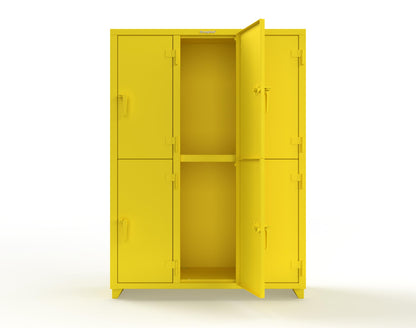 Extra Heavy Duty 14 GA Double-Tier Locker, 6 Compartments - 54 in. W x 18 in. D x 75 in. H - 4.66-6D-18-2T-L-1021