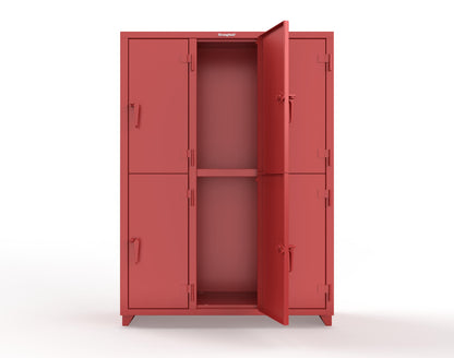 Extra Heavy Duty 14 GA Double-Tier Locker, 6 Compartments - 54 in. W x 18 in. D x 75 in. H - 4.66-6D-18-2T-L-3001