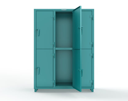 Extra Heavy Duty 14 GA Double-Tier Locker, 6 Compartments - 54 in. W x 18 in. D x 75 in. H - 4.66-6D-18-2T-L-5021