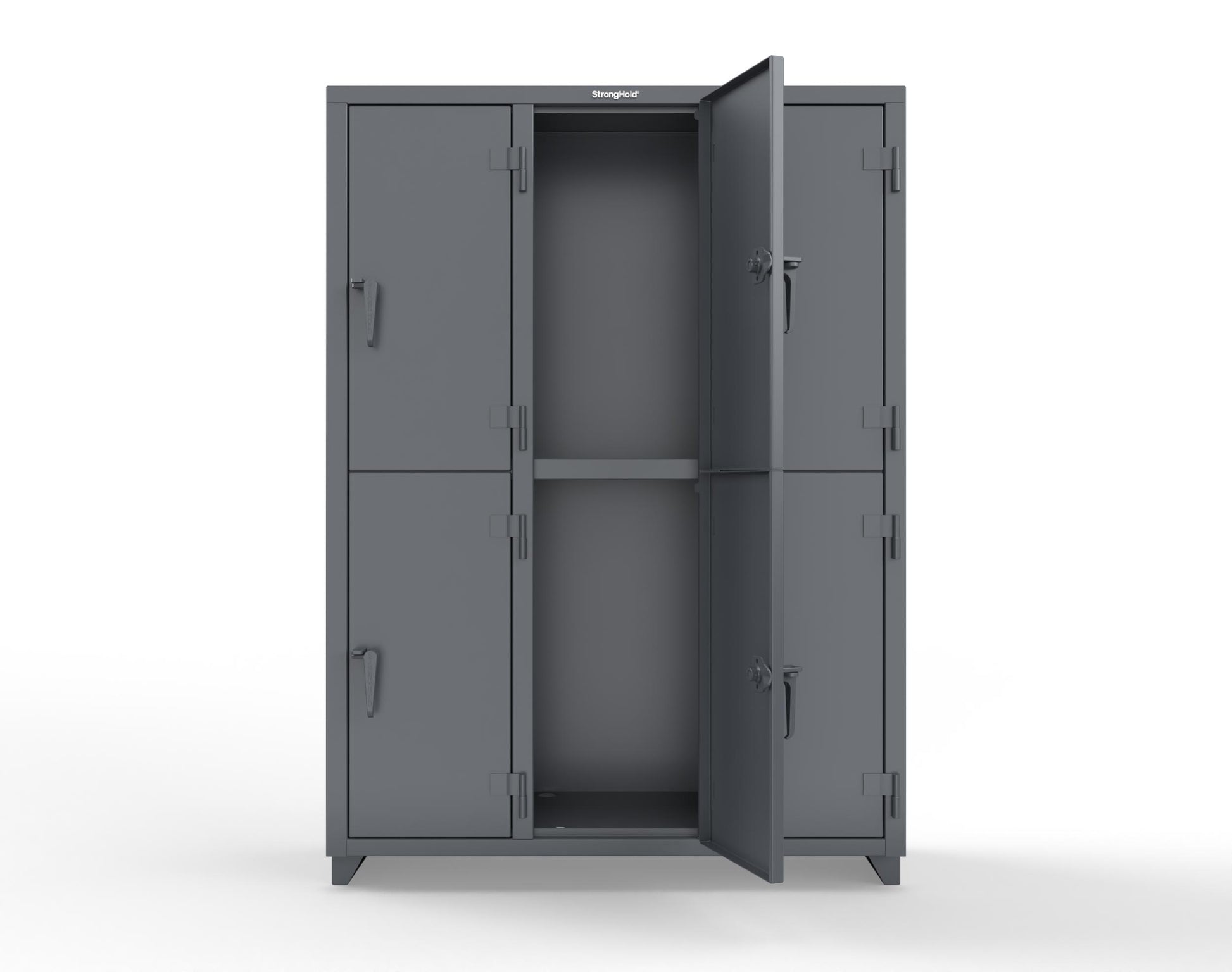 Extra Heavy Duty 14 GA Double-Tier Locker, 6 Compartments - 54 in. W x 18 in. D x 75 in. H - 4.66-6D-18-2T-L-7024