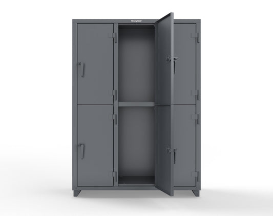 Extra Heavy Duty 14 GA Double-Tier Locker, 6 Compartments - 54 in. W x 18 in. D x 75 in. H - 4.66-6D-18-2T-L-7024