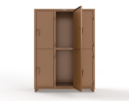 Extra Heavy Duty 14 GA Double-Tier Locker, 6 Compartments - 54 in. W x 18 in. D x 75 in. H - 4.66-6D-18-2T-L-8008