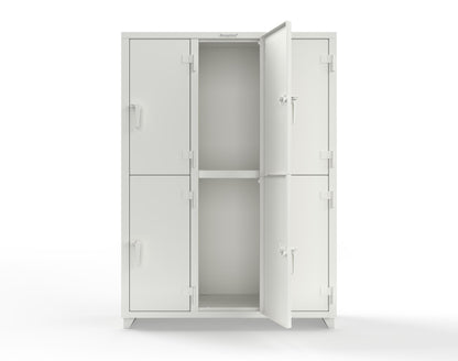 Extra Heavy Duty 14 GA Double-Tier Locker, 6 Compartments - 54 in. W x 18 in. D x 75 in. H - 4.66-6D-18-2T-L-9003