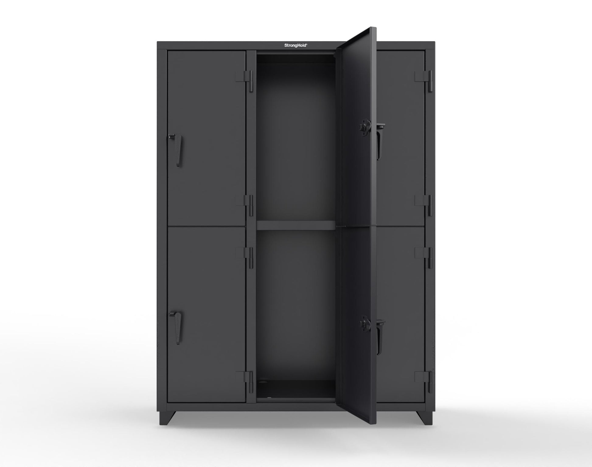 Extra Heavy Duty 14 GA Double-Tier Locker, 6 Compartments - 54 in. W x 18 in. D x 75 in. H - 4.66-6D-18-2T-L-9005
