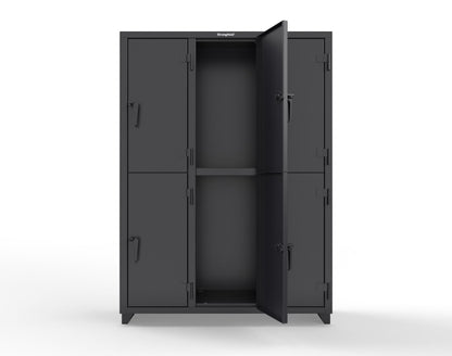 Extra Heavy Duty 14 GA Double-Tier Locker, 6 Compartments - 54 in. W x 18 in. D x 75 in. H - 4.66-6D-18-2T-L-9005