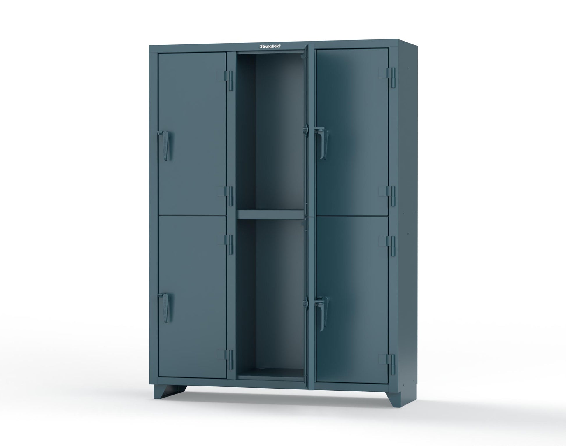 Extra Heavy Duty 14 GA Double-Tier Locker, 6 Compartments - 54 in. W x 18 in. D x 75 in. H - 4.66-6D-18-2T-L-5001