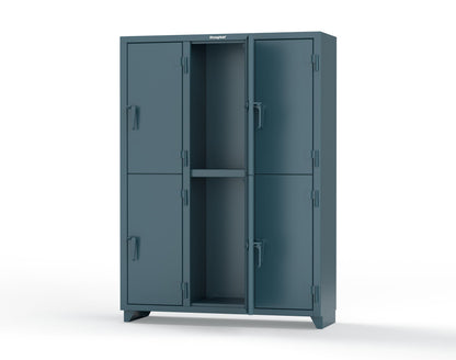 Extra Heavy Duty 14 GA Double-Tier Locker, 6 Compartments - 54 in. W x 18 in. D x 75 in. H - 4.66-6D-18-2T-L-5001