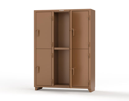 Extra Heavy Duty 14 GA Double-Tier Locker, 6 Compartments - 54 in. W x 18 in. D x 75 in. H - 4.66-6D-18-2T-L-8008