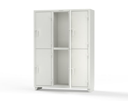 Extra Heavy Duty 14 GA Double-Tier Locker, 6 Compartments - 54 in. W x 18 in. D x 75 in. H - 4.66-6D-18-2T-L-9003