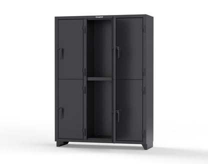 Extra Heavy Duty 14 GA Double-Tier Locker, 6 Compartments - 54 in. W x 18 in. D x 75 in. H - 4.66-6D-18-2T-L-9005