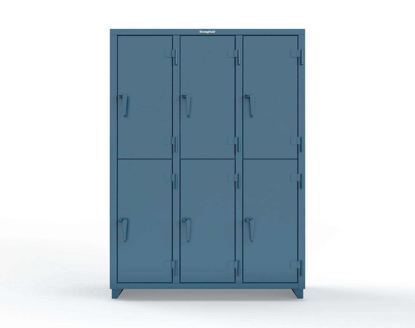 Extra Heavy Duty 14 GA Double-Tier Locker, 6 Compartments - 54 in. W x 18 in. D x 75 in. H - 4.66-6D-18-2T-L-5001