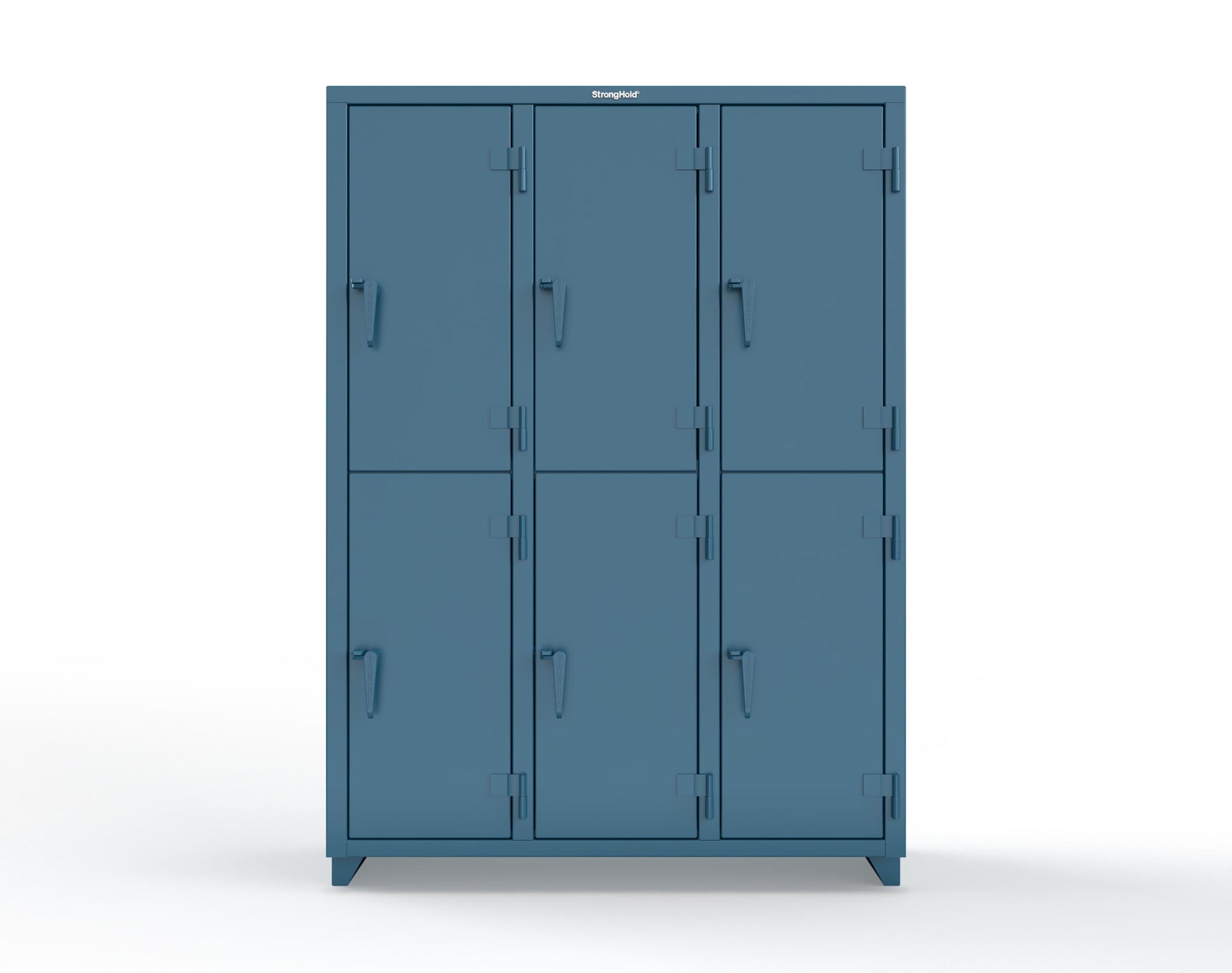 Extra Heavy Duty 14 GA Double-Tier Locker, 6 Compartments - 54 in. W x 18 in. D x 75 in. H - 4.66-6D-18-2T-L-5001
